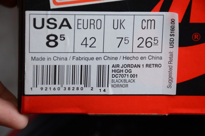 Air Jordan 1 Retro High OG Black/Gym Red DC7071-001