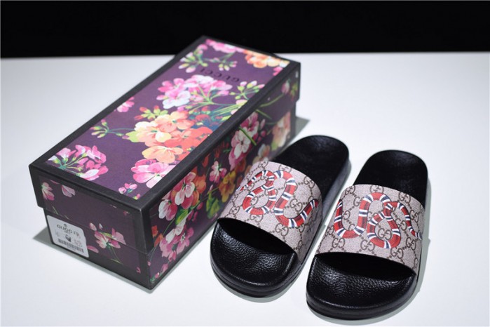 GC Leather SLIDE SANDAL with SNAKE